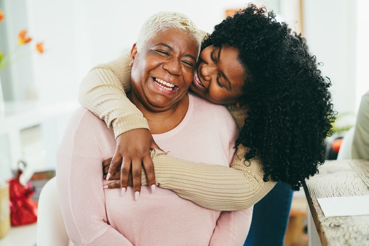 Daughter hugging her mom