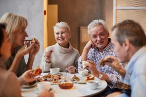 Senior friends hanging out together